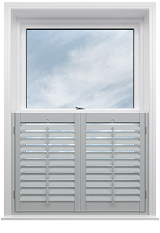 Kensington, Cloud Grey - Cafe Style Plantation Shutter